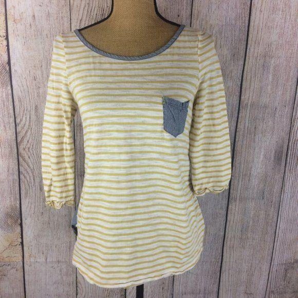 Anthropologie Tops - *SOLD* Anthropologie 9-H15 Women's Small Striped Button Back Top 3/4 Sleeves